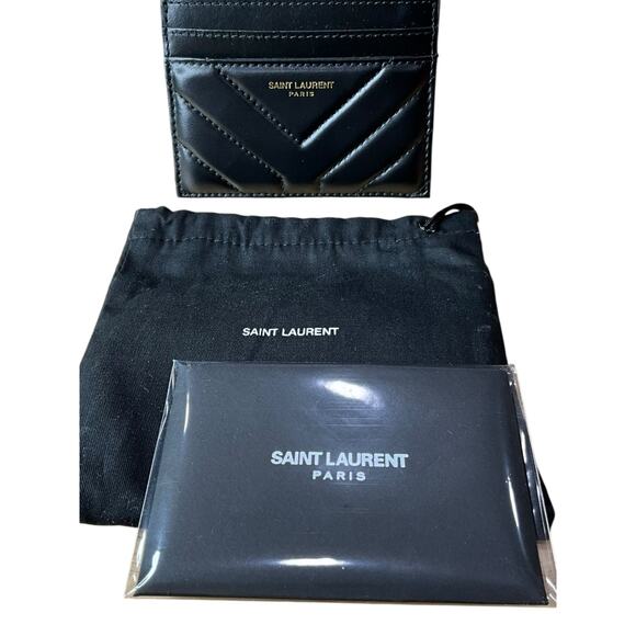 392. Saint Laurent  Calfskin Y Quilted Joan Credit Card Case - Picture 3 of 3